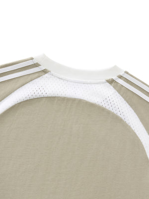 Contrast Stripes Panel Mesh T-shirt