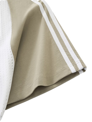 Contrast Stripes Panel Mesh T-shirt