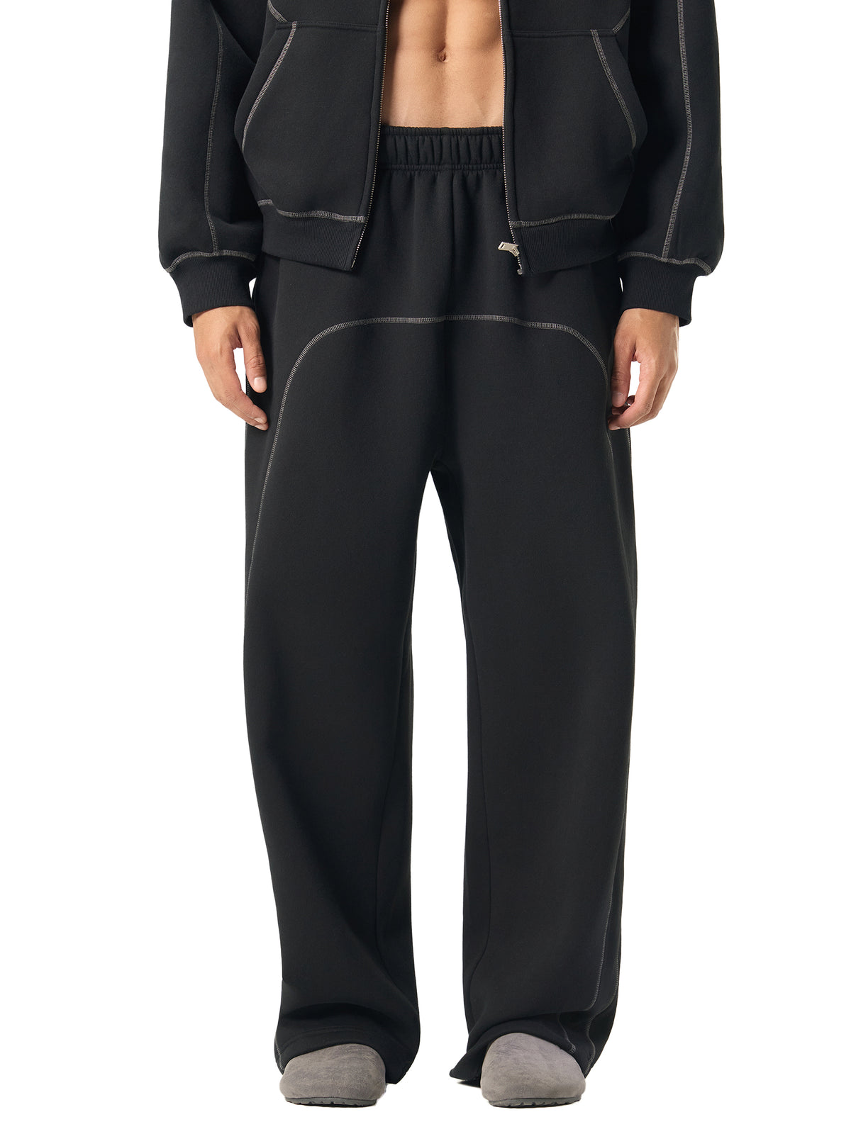 Contrast-Stitched Fleece Sweatpants