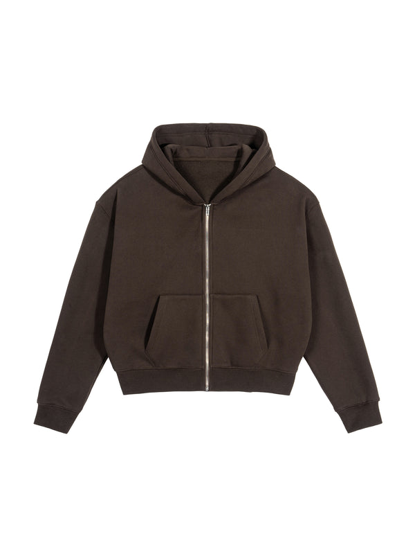 Fleece Zip-Up Boxy Hoodie