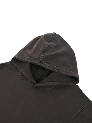 Snow Washed Distressed Panel Pocket Hoodie