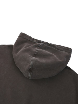 Snow Washed Distressed Panel Pocket Hoodie