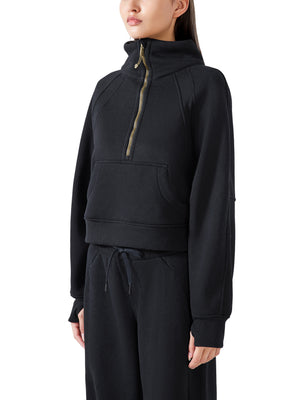Cropped Half-Zip Sweatshirt