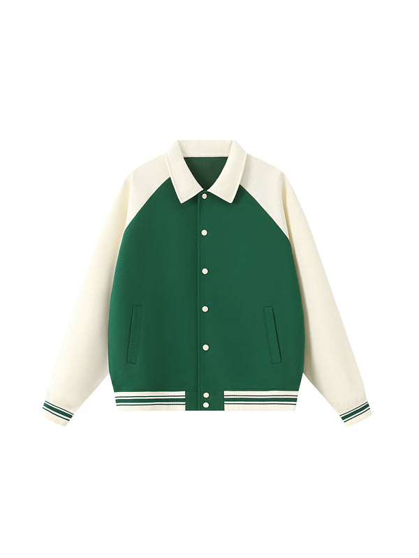 Contrast Raglan Sleeve Baseball Jacket
