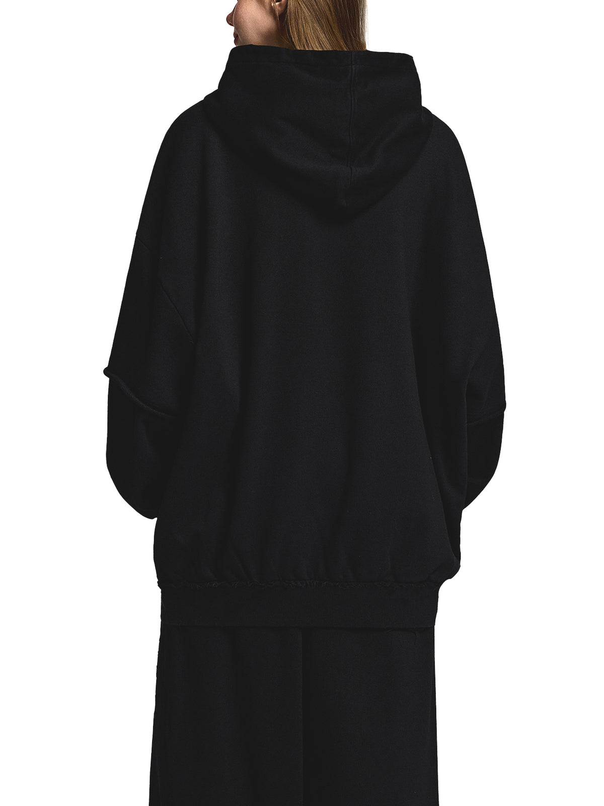 Snow Washed Raw Edge Double Layered Hoodie