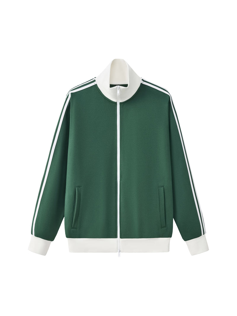 Contrast Side Stripe Fleece Track Jacket