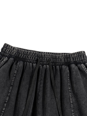 Snow Wash Drawstring Cotton Pants
