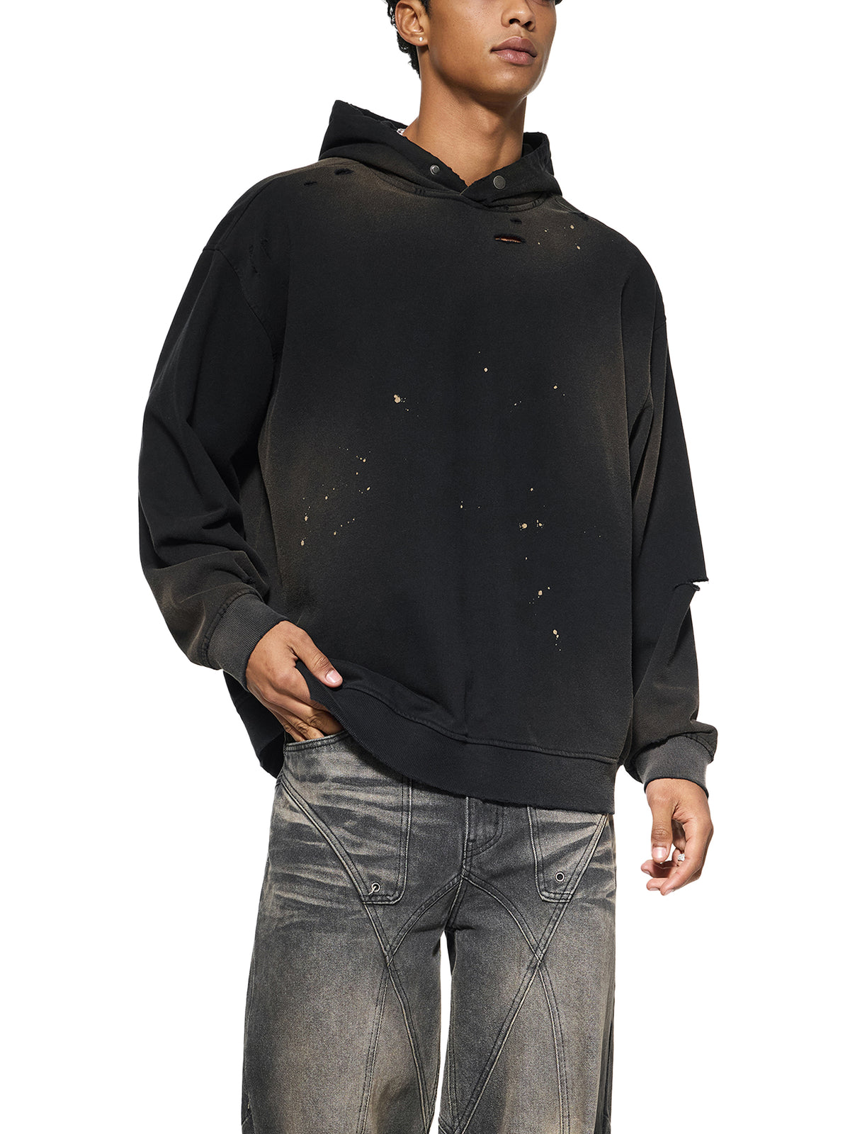 Sun Fade Frayed Fleece Hoodie