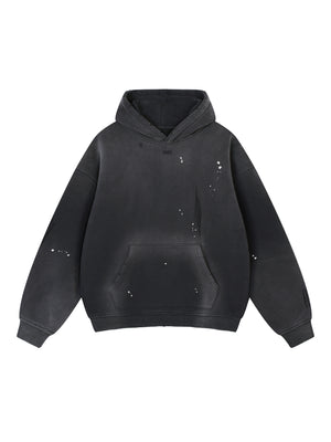 Vintage Washed Frayed Fleece Hoodie
