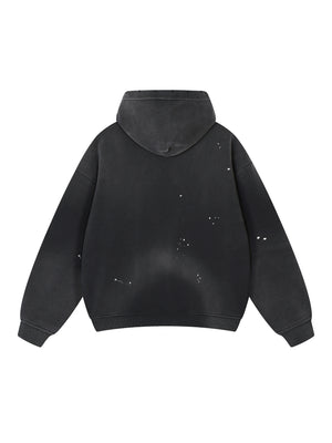Vintage Washed Frayed Fleece Hoodie