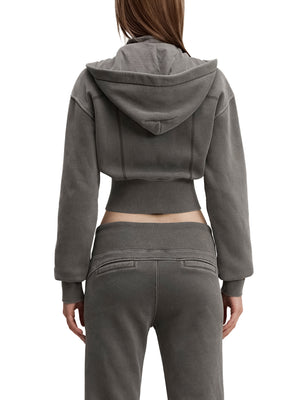 Vintage Washed Cropped Fleece Hoodie