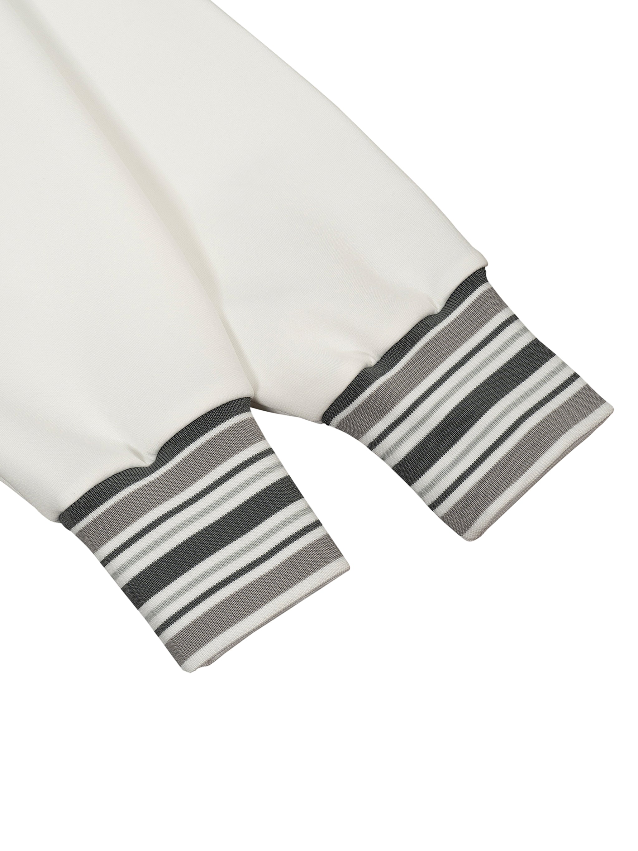 Striped Rib Collar Zip Jacket