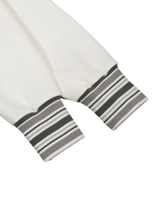 Striped Rib Collar Zip Jacket