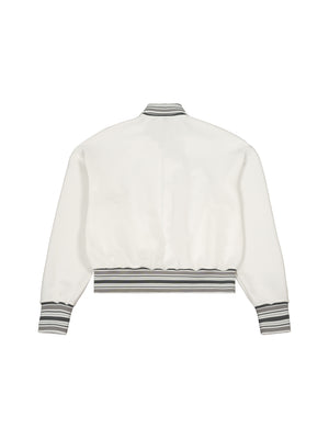 Striped Rib Collar Zip Jacket
