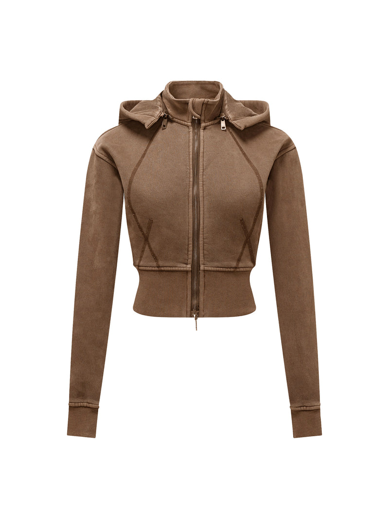 Vintage Washed Cropped Fleece Hoodie