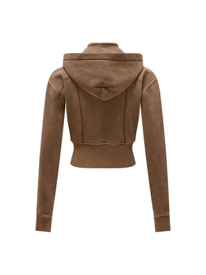 Vintage Washed Cropped Fleece Hoodie