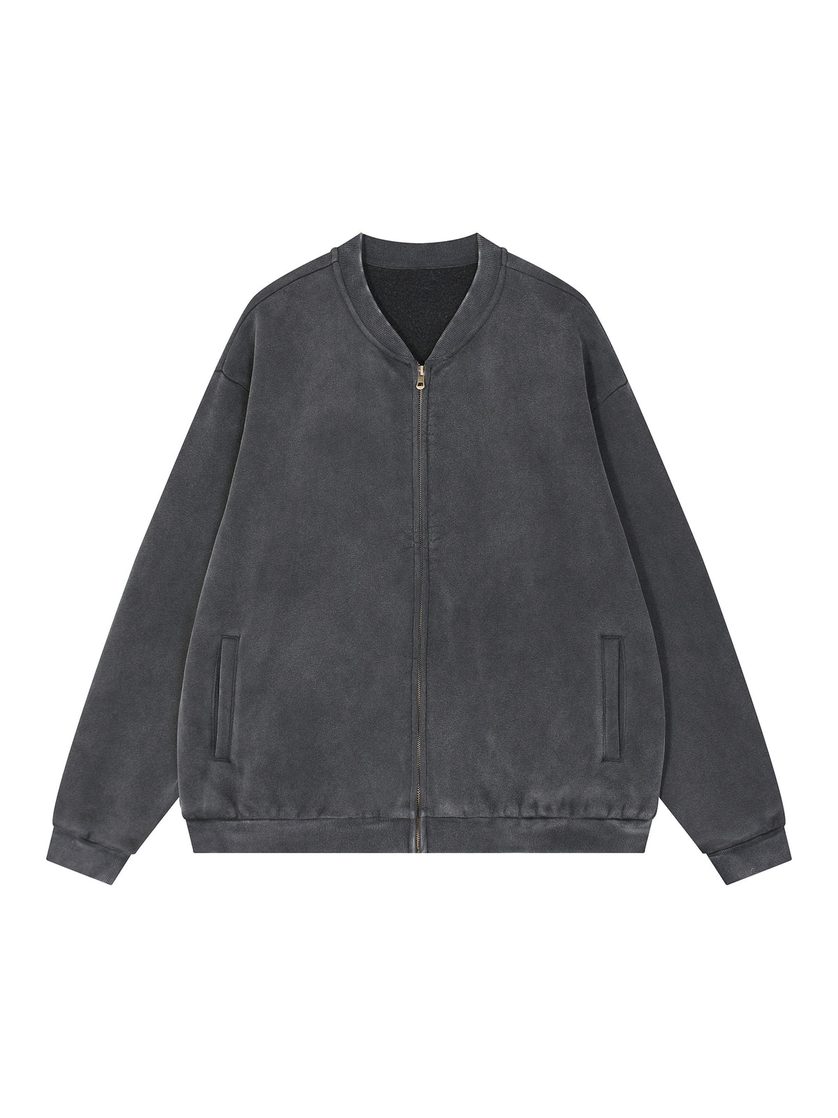 Vintage Washed Fleece Baseball Jacket