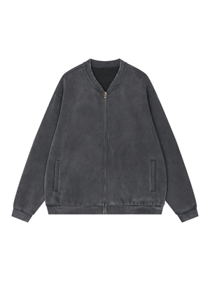 Vintage Washed Fleece Baseball Jacket