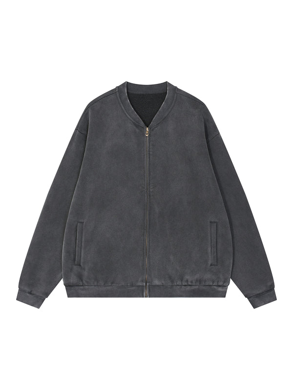 Vintage Washed Fleece Baseball Jacket