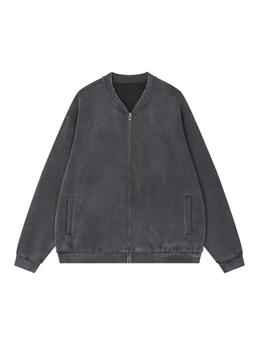 Vintage Washed Fleece Baseball Jacket