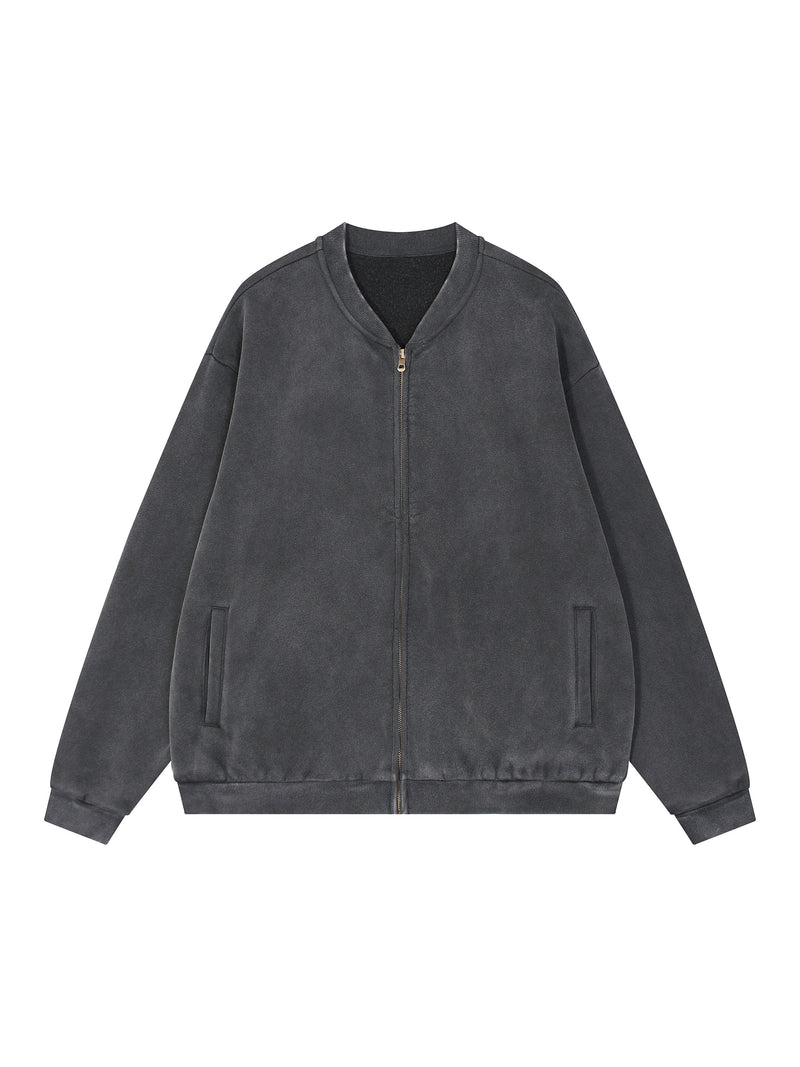 Vintage Washed Fleece Baseball Jacket