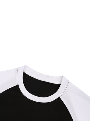 Contrast Raglan Sleeve Mesh T-Shirt