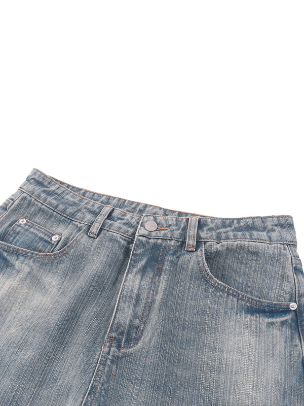 Vintage Wash Distressed Denim Jeans