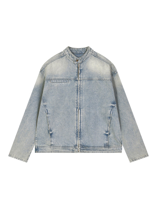 Vintage Wash Zip Denim Jacket