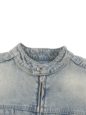 Vintage Wash Zip Denim Jacket