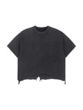 Vintage Wash Boxy Distressed Hem T-Shirt