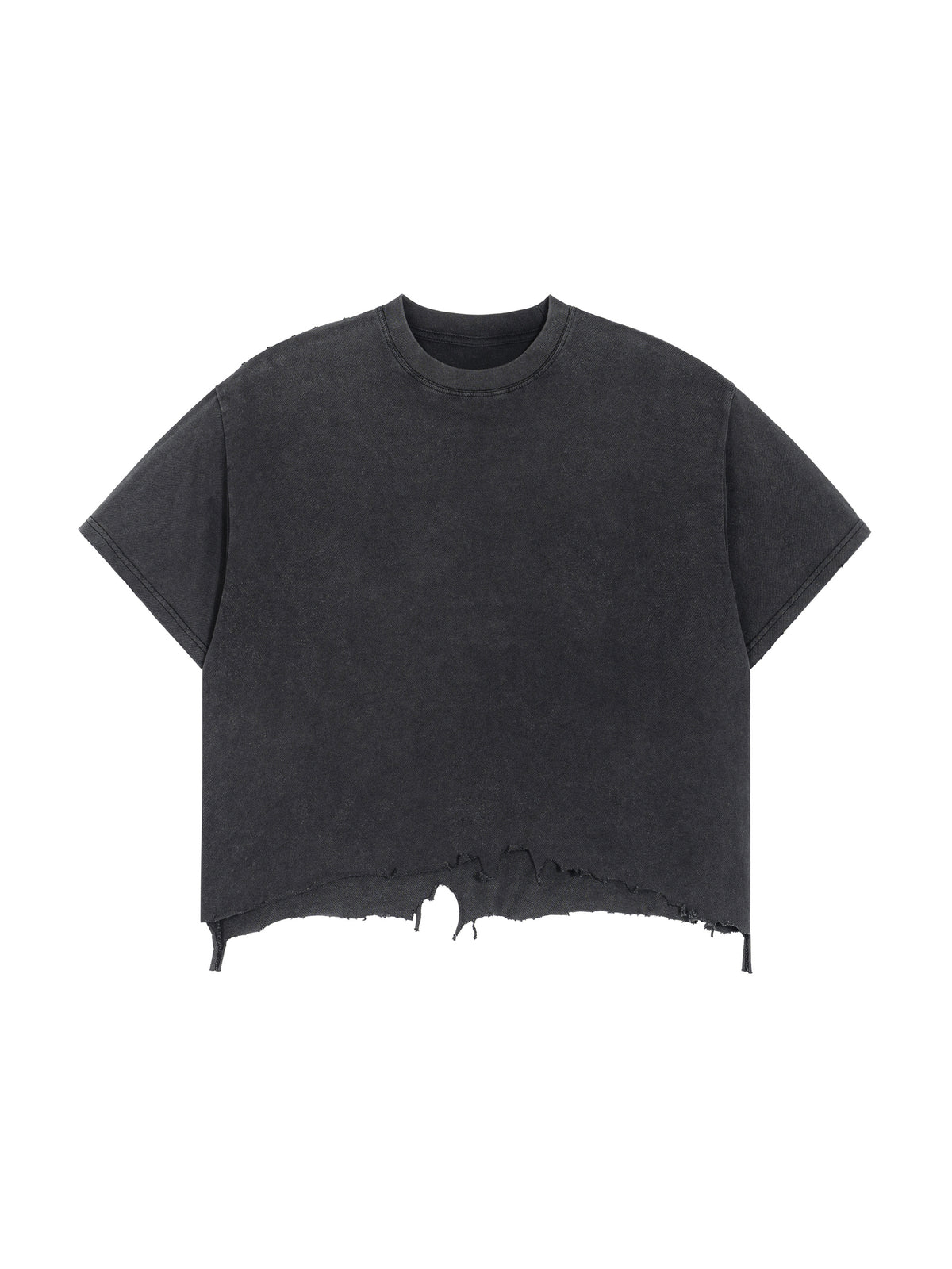 Unisex Vintage Wash Distressed Hem T-Shirt – Oversized Boxy Retro Streetwear Tee