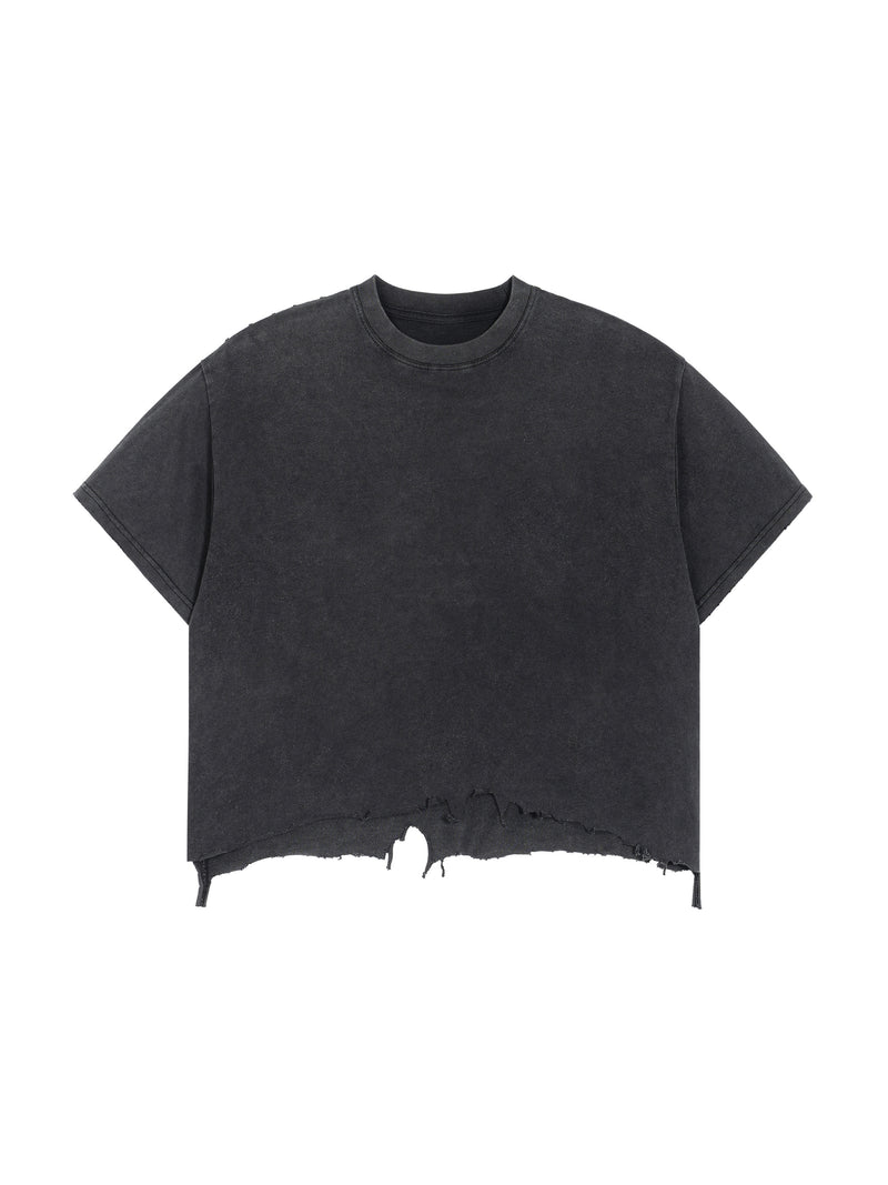 Vintage Wash Boxy Distressed Hem T-Shirt