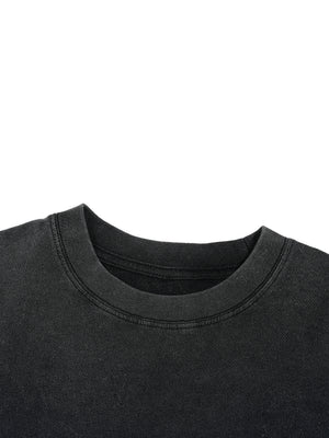 Unisex Vintage Wash Distressed Hem T-Shirt – Oversized Boxy Retro Streetwear Tee