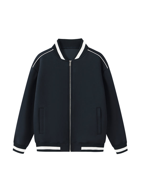 Contrast Piping Zip Bomber Jacket