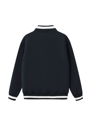 Contrast Piping Zip Bomber Jacket