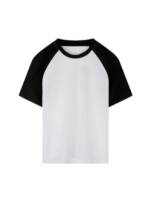 Contrast Raglan Sleeve Mesh T-Shirt