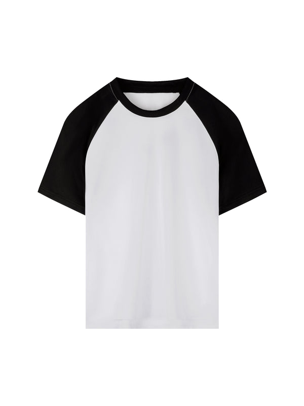 Contrast Raglan Sleeve Mesh T-Shirt