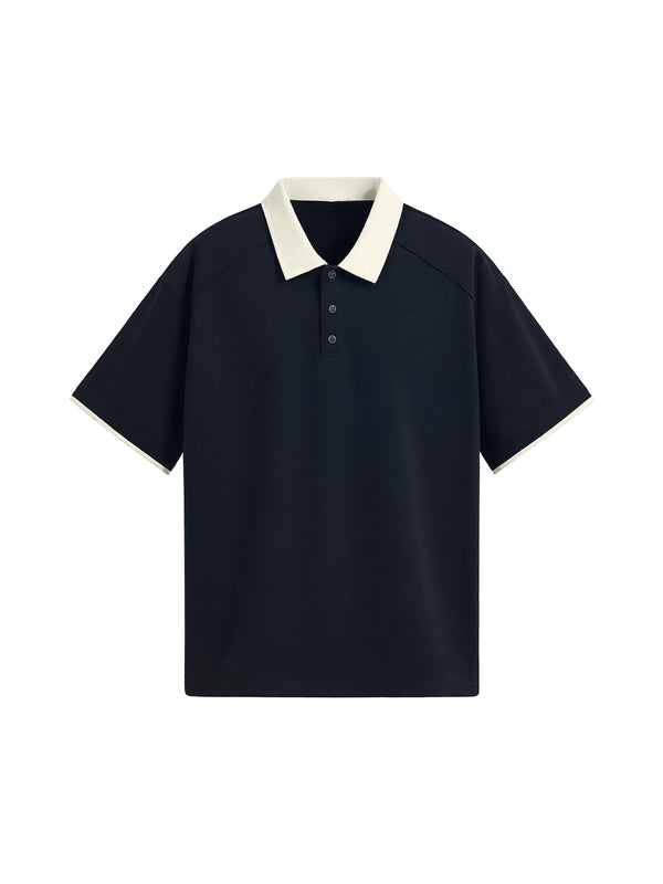 Contrast Collar Raglan Polo Shirt