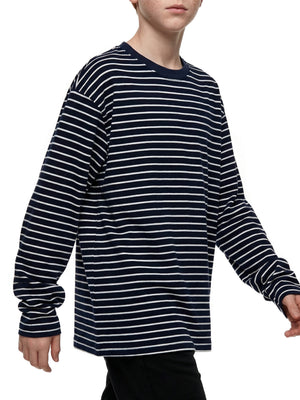 Kids' Striped Long Sleeve T-Shirt – Soft Cotton Everyday Crew Neck Tee