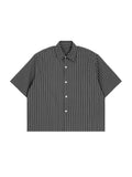 Unisex Striped Boxy Button-Up Shirt – Oversized Casual Streetwear Shirt