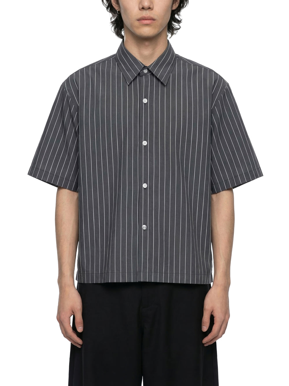 Unisex Striped Boxy Button-Up Shirt – Oversized Casual Streetwear Shirt