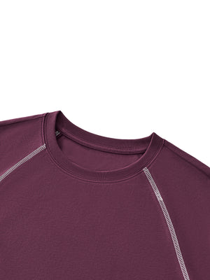 Women's Contrast Stitch Raglan Crop T-Shirt – Slim Fit Retro Crop Top