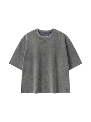 Unisex Mineral Wash Waffle Boxy T-Shirt – Oversized Textured Streetwear Tee