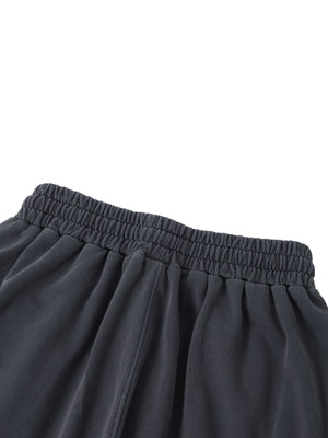 Unisex Vintage Wash Raw Edge Shorts – Oversized Streetwear Sweat Shorts