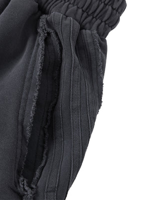 Unisex Vintage Wash Raw Edge Shorts – Oversized Streetwear Sweat Shorts