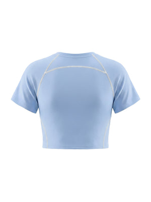 Women's Contrast Stitch Raglan Crop T-Shirt – Slim Fit Retro Crop Top
