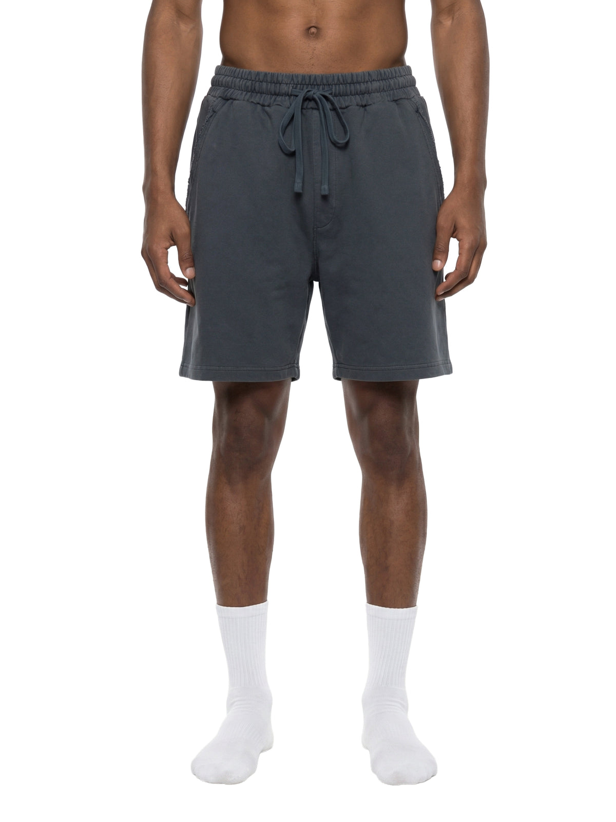 Unisex Vintage Wash Raw Edge Shorts – Oversized Streetwear Sweat Shorts