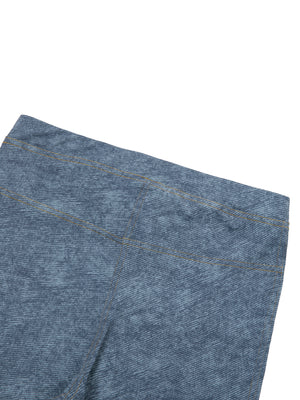 Women's Faux Denim Zip Fly Leggings – High-Waisted Stretch Jeggings