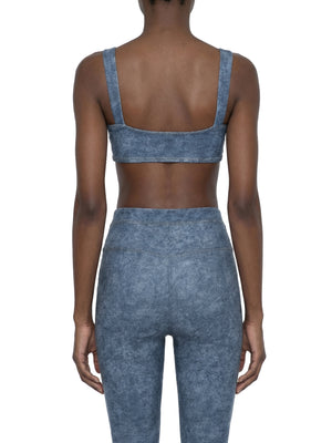 Women's Faux Denim Sports Bra – Medium Support Stretch Active Bra
