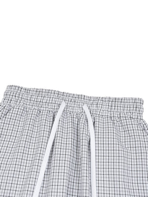 Unisex Plaid Loose Capri Shorts – Relaxed Streetwear Drawstring Shorts
